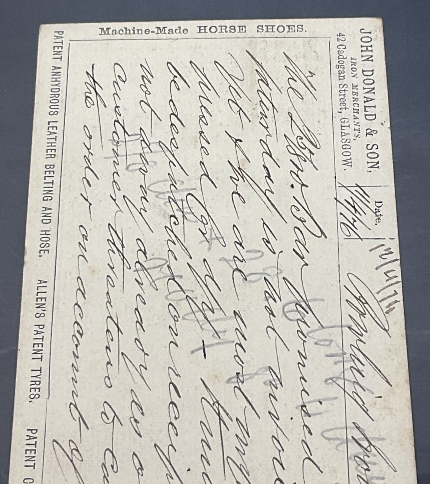 Postcard: Postcard, John Donald & Son, Iron Merchants, Cadogan Street, Glasgow, 1876: catalogue image 4