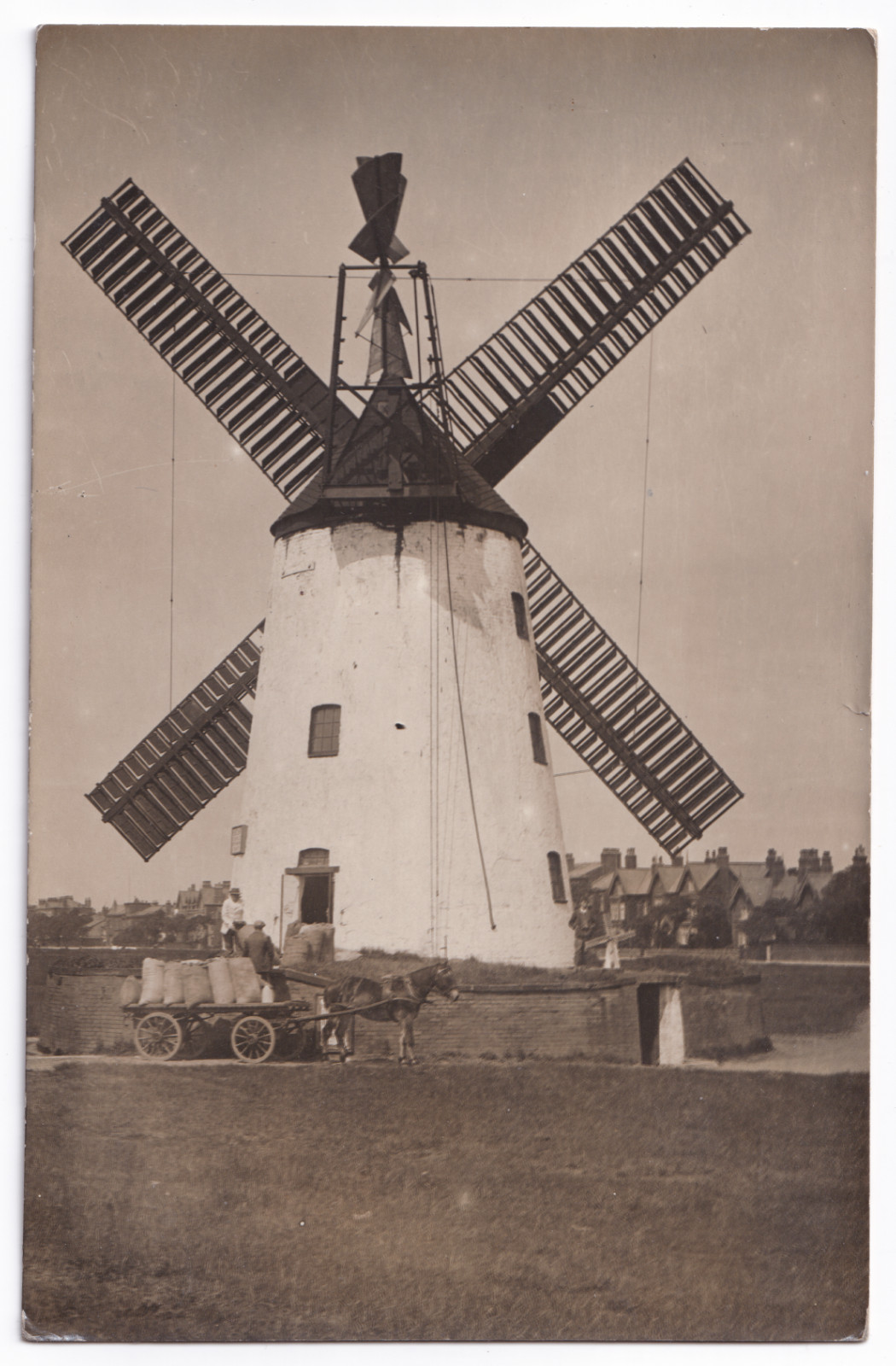Postcard: Postcard: Lytham Windmill and Horse or Pony Cart, Real Photograph.: catalogue image 1